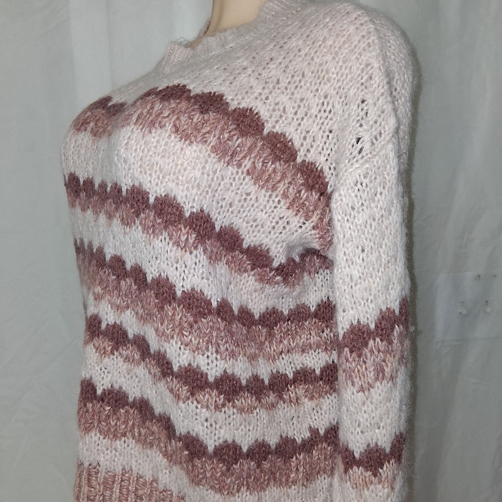 Elsamanda Chic Striped Women's Sweater in Pink and Cream Size M Made In Italy - Picture 8 of 16